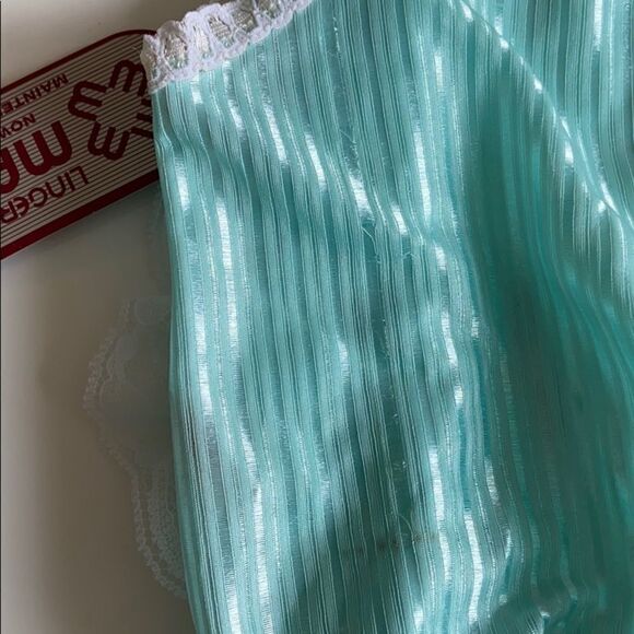 Nwt vintage lingerie teal nightgown chemise. Sea foam vintage dressing gown - Picture 15 of 15